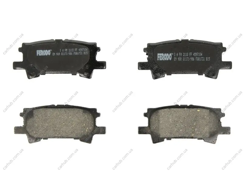 Комплект гальмівних колодок задн, LEXUS RX TOYOTA HARRIER, HIGHLANDER / KLUGER 2.4-3.5 09.00-12.13 FERODO FDB1731 (фото 1)