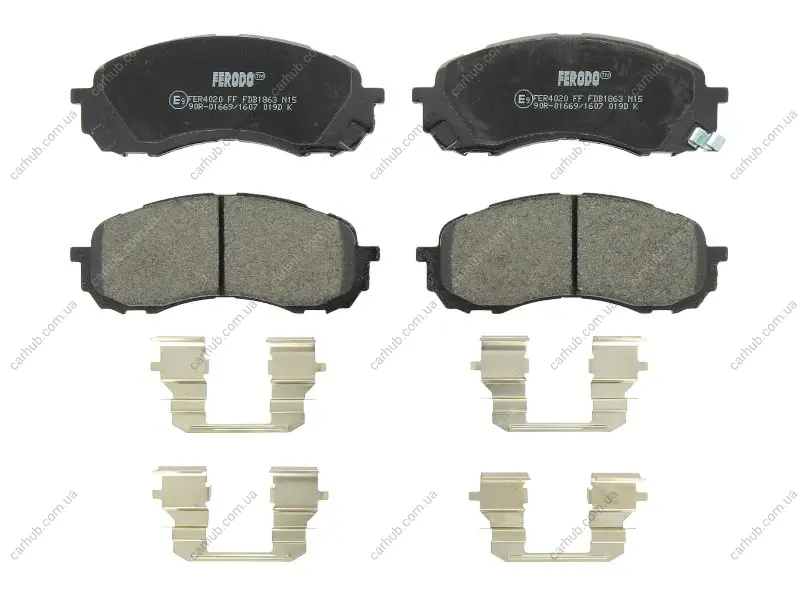 Комплект гальмівних колодок передн (із замком), SUBARU IMPREZA 1.5/1.6 10.00- FERODO FDB1863 (фото 1)