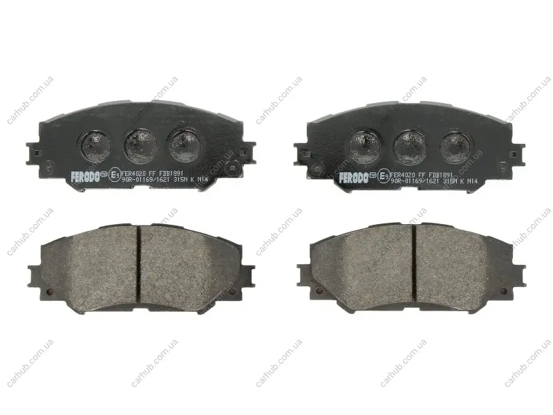 Комплект гальмівних колодок передн, LEXUS HS PONTIAC VIBE SUBARU TREZIA TOYOTA ALLION II, AURIS, COROLLA, MATRIX, NOAH/VOXY, PREMIO, PRIUS PLUS, RAV 4 III, URBAN CRUISER 1.3-2.4H 11.05- FERODO FDB1891 (фото 1)