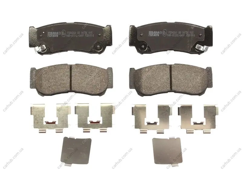 Комплект гальмівних колодок задн, HYUNDAI H-1, H-1 / STAREX, H-1 CARGO, SANTA FÉ II 2.2D-2.7 06.97- FERODO FDB1910 (фото 1)