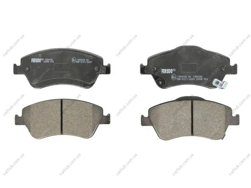 Комплект гальмівних колодок передн (із замком), TOYOTA AURIS, COROLLA 1.33-2.2D 05.97-07.14 FERODO FDB4046 (фото 1)