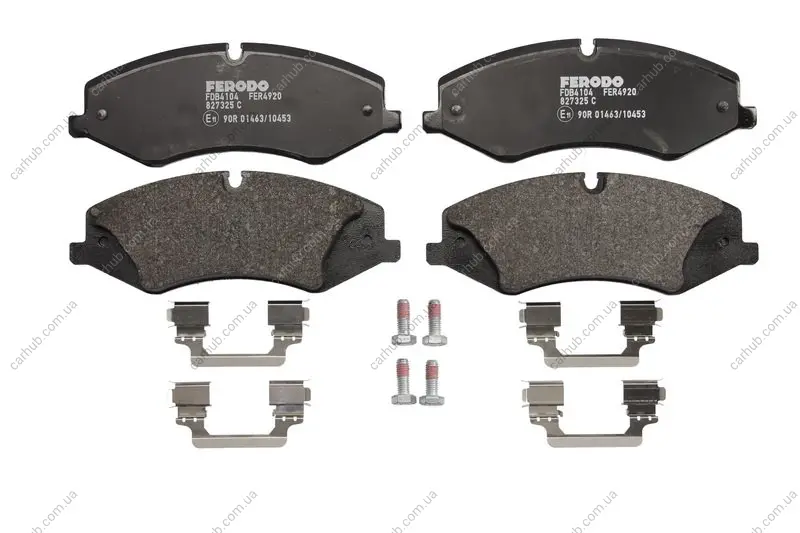 Комплект гальмівних колодок передн, LAND ROVER DEFENDER, DISCOVERY IV, DISCOVERY V, RANGE ROVER III, RANGE ROVER IV, RANGE ROVER SPORT I, RANGE ROVER SPORT II 2.0-5.0 05.05- FERODO FDB4104 (фото 1)