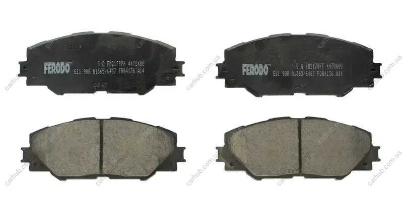 Комплект гальмівних колодок передн, LEXUS NX PONTIAC VIBE TOYOTA AURIS, MARK X ZIO I, MATRIX, MIRAI, PRIUS PLUS, RAV 4 III, RAV 4 IV 1.3-Electric 11.05- FERODO FDB4136 (фото 1)