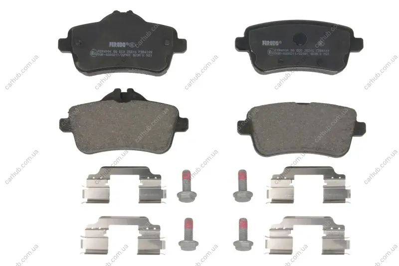 Комплект гальмівних колодок задн, MERCEDES A (W176), CLA (C117), CLA SHOOTING BRAKE (X117), GL (X166), GLA (X156), GLE (C292), GLE (W166), GLS (X166), M (W166), SLC (R172) 2.0-5.5 06.11- FERODO FDB4169 (фото 1)
