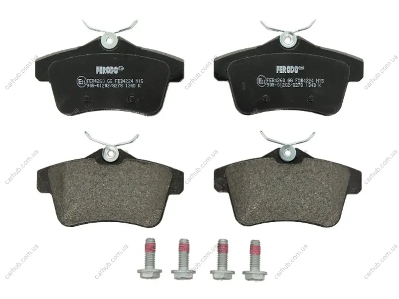 Комплект гальмівних колодок задн, DS DS 4, DS 5 CITROEN C4 II, DS4, DS5 FIAT TIPO PEUGEOT 3008, 3008 I, 308, 308 I, 5008, 5008 I, 508 I, RCZ 1.2-2.0DH 06.09- FERODO FDB4224 (фото 1)