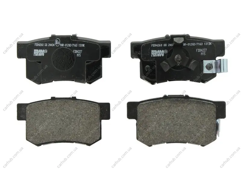 Комплект гальмівних колодок задн, ACURA RDX HONDA ACCORD IX, ACCORD VIII, CIVIC VIII, CROSSTOUR I, CR-V II, CR-V III, CR-V IV, CR-V V, FR-V, JAZZ II 1.3H-3.5 09.01- FERODO FDB4227 (фото 1)