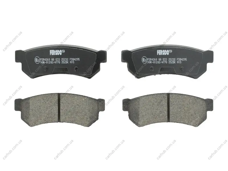 Комплект гальмівних колодок задн, CHEVROLET LACETTI, NUBIRA DAEWOO LACETTI, NUBIRA, TACUMA / REZZO 1.4-2.0D 09.00- FERODO FDB4295 (фото 1)