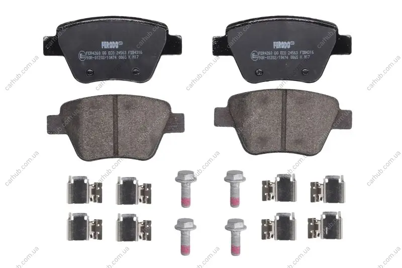 Комплект гальмівних колодок задн, AUDI A1, A3 SEAT ALTEA, ALTEA XL, LEON SKODA OCTAVIA II, SUPERB II, YETI VW BEETLE, CADDY III, EOS, GOLF VI, JETTA III, JETTA IV 1.2-3.6 02.03-07.19 FERODO FDB4316 (фото 1)