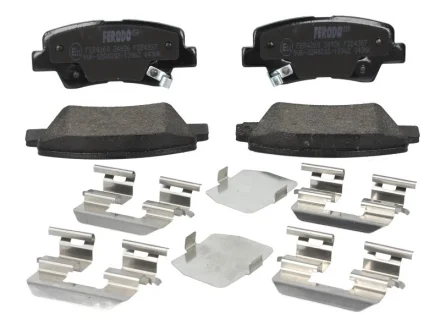 Комплект гальмівних колодок задн (без комплектуючих), HYUNDAI ACCENT IV, ELANTRA IV, ELANTRA V, GETZ, GRANDEUR, I10 II, I10 III, I30, SOLARIS, SONATA V, TUCSON KIA CEED, OPIRUS 1.0-3.8 06.04- FERODO FDB4387