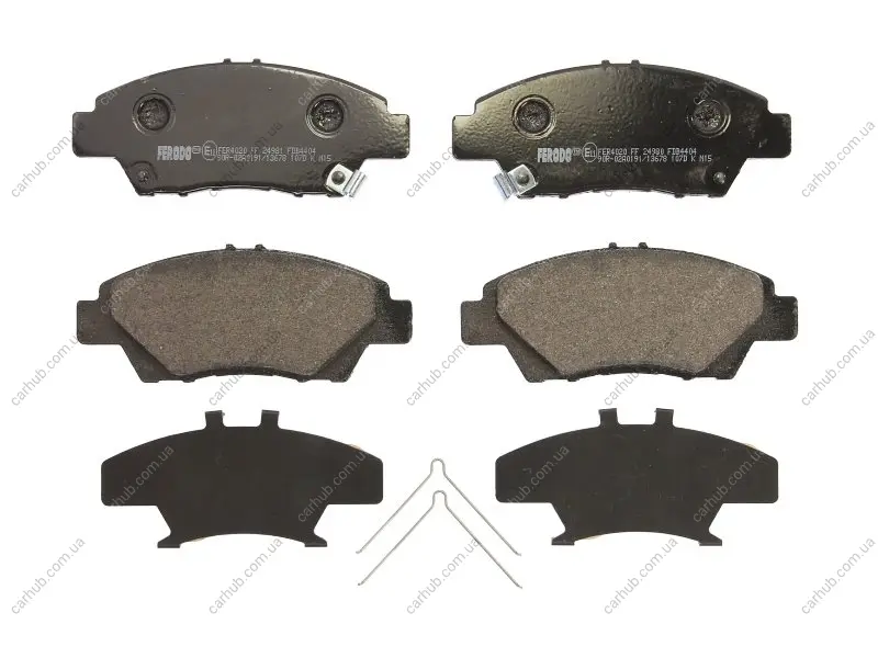 Комплект гальмівних колодок передн, HONDA CITY V, CR-Z, INSIGHT, JAZZ III, JAZZ IV, JAZZ V 1.2-1.5H 07.08- FERODO FDB4404 (фото 1)
