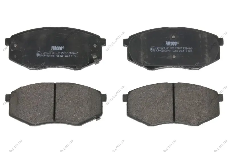 Комплект гальмівних колодок передн, HYUNDAI IX20, SONATA VI KIA SOUL I, SOUL II 1.4-2.4 06.09-07.19 FERODO FDB4447 (фото 1)