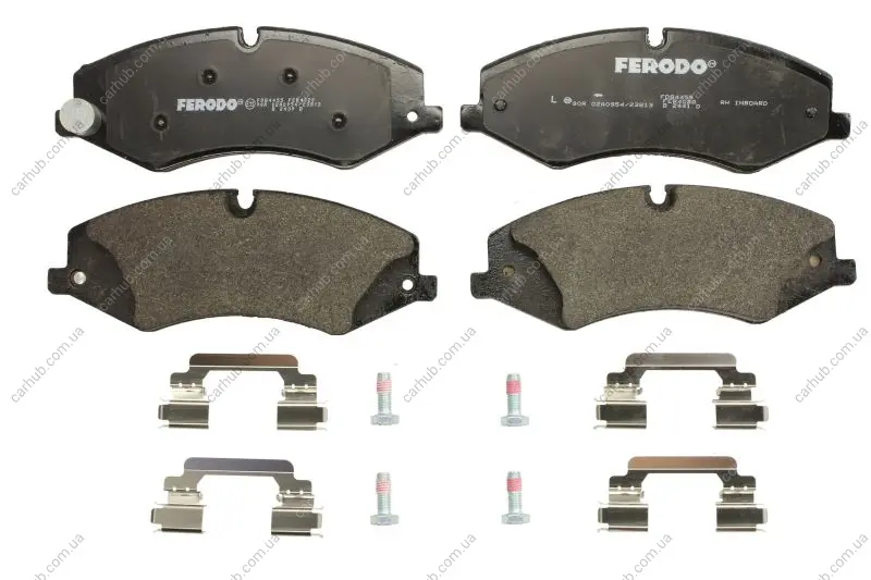 Комплект гальмівних колодок передн (з комплектуючими (EN) with torsion damper), LAND ROVER DEFENDER, DISCOVERY IV, DISCOVERY V, RANGE ROVER III, RANGE ROVER IV 2.0-5.0 03.02- FERODO FDB4455 (фото 1)