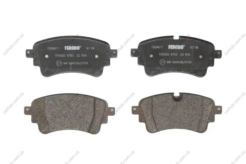 Комплект гальмівних колодок задн (з комплектуючими), AUDI A4 ALLROAD B9, A4 B9, A5, A6 ALLROAD C8, A6 C8, A7, A8 D5, Q5, Q7 VW TOUAREG 1.4-4.0H 01.15- FERODO FDB4617 (фото 1)
