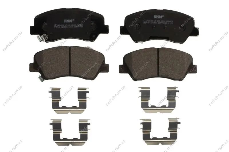 Комплект гальмівних колодок передн, HYUNDAI ACCENT IV, ACCENT V, BAYON, ELANTRA V, I20 ACTIVE, I20 II, I20 III, SOLARIS KIA CARENS IV, RIO III, RIO IV, STONIC 1.0-2.0 09.10- FERODO FDB4623 (фото 1)