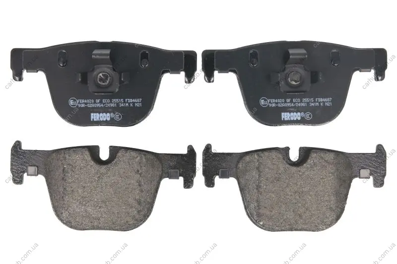 Комплект гальмівних колодок задн, BMW 3 (F30, F80), 3 (F31), 3 GRAN TURISMO (F34), 4 (F32, F82), 4 (F33, F83), 4 GRAN COUPE (F36) 2.0D-3.0H 11.11- FERODO FDB4687 (фото 1)