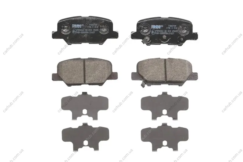 Комплект гальмівних колодок задн (без комплектуючих), CITROEN C4 AIRCROSS MAZDA 6 MITSUBISHI ASX, OUTLANDER III PEUGEOT 4008 1.6-3.0 02.10- FERODO FDB4739 (фото 1)