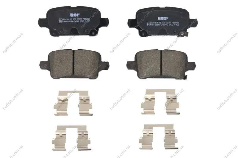 Комплект гальмівних колодок задн, CHEVROLET BOLT, VOLT OPEL AMPERA-E, ASTRA K, INSIGNIA B, INSIGNIA B COUNTRY, INSIGNIA B GRAND SPORT 1.0-Electric 06.15- FERODO FDB4938 (фото 1)