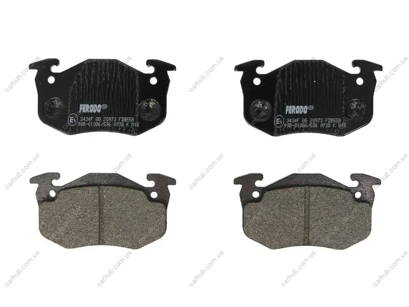 Комплект гальмівних колодок задн, CITROEN SAXO, XSARA, ZX PEUGEOT 106 II, 205, 205 I, 205 II, 206, 306, 309, 309 I, 309 II RENAULT 11, 19 I, 19 I CHAMADE, 19 II 1.0-Electric 02.83- FERODO FDB558 (фото 1)