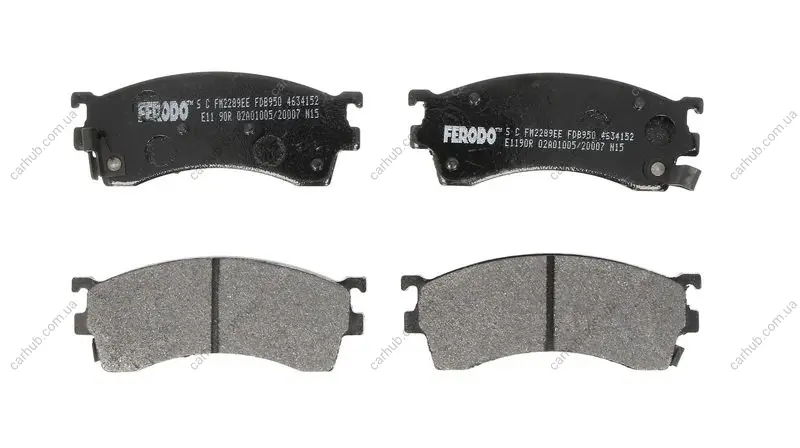 Комплект гальмівних колодок передн, FORD USA PROBE II MAZDA 323 F V, 323 F VI, 323 S VI, 626 III, 626 IV, 626 V, MX-6, PREMACY, XEDOS 6 1.6-2.5 10.89-03.05 FERODO FDB950 (фото 1)