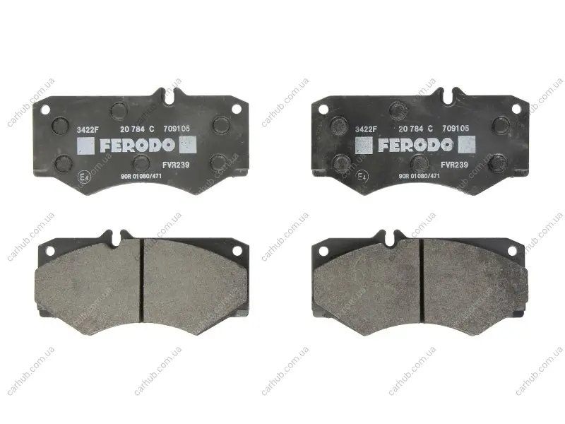 Комплект гальмівних колодок передн, MERCEDES G (W460), G (W461), G (W463), MB (W631), T1 (601), T1 (601, 611), T1 (602), T1 (B601), T1 (B602), T1/TN, T2/L, T2/LN1, OH 2.0-7.2D 01.68- FERODO FVR239 (фото 1)