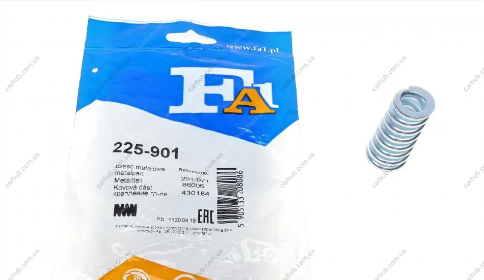 Пружина труби вихлопної Renault Clio 1.0/1.2 16V 00- FA1 Fischer Automotive One (FA1) 225-901 (фото 1)