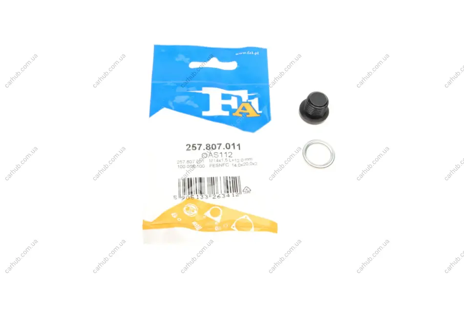 Болт зливу оливи + шайба VW T5 2.0 TSI 11-15 (M14x1.50x12) FA1 Fischer Automotive One (FA1) 257.807.011 (фото 1)
