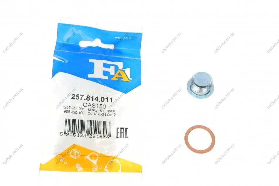 Болт зливу оливи + шайба BMW 5 (E60)/7 (E65)/X5 (E53/F15) (M18x1,5) FA1 Fischer Automotive One (FA1) 257.814.011 (фото 1)