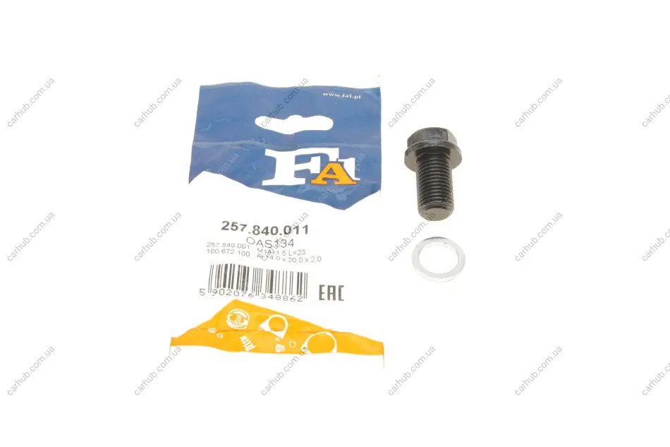 Болт зливу оливи + шайба Hyundai Santa Fe/Tucson/Kia Sportage 01- (M14x1.5x23) FA1 Fischer Automotive One (FA1) 257.840.011 (фото 1)