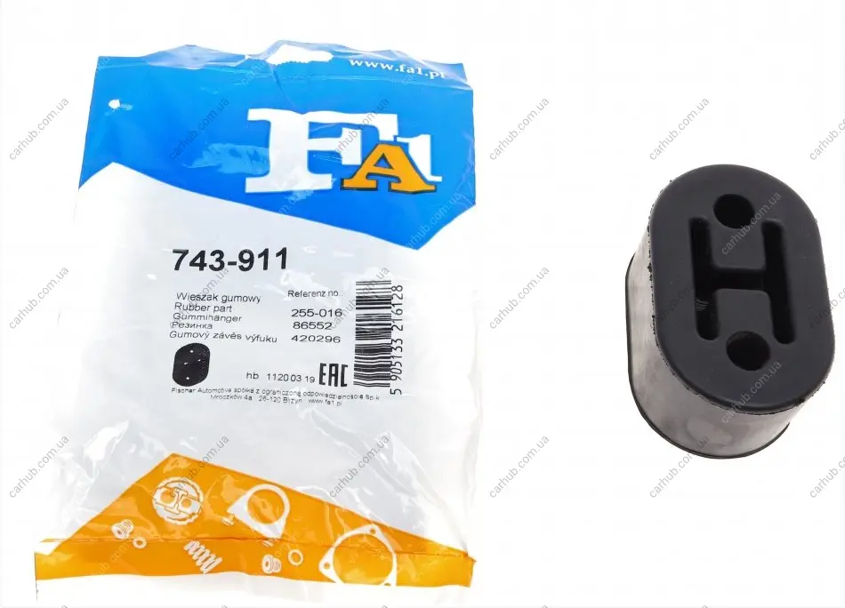 Гумка глушника Hyundai i30 1.4/1.6 CRDi 07-16/Mitsubishi Pajero 3.2 DI-D 00- FA1 Fischer Automotive One (FA1) 743-911 (фото 1)