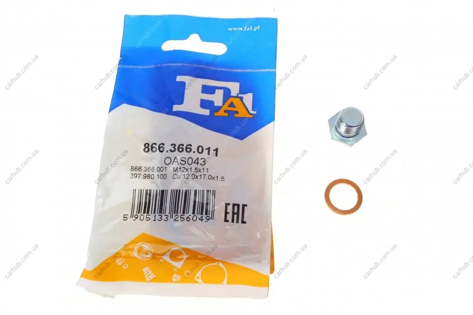 Болт зливу оливи + шайба BMW 3 (E46/E90)/5 (E39) 95-04 (M12x1.5) FA1 Fischer Automotive One (FA1) 866.366.011 (фото 1)
