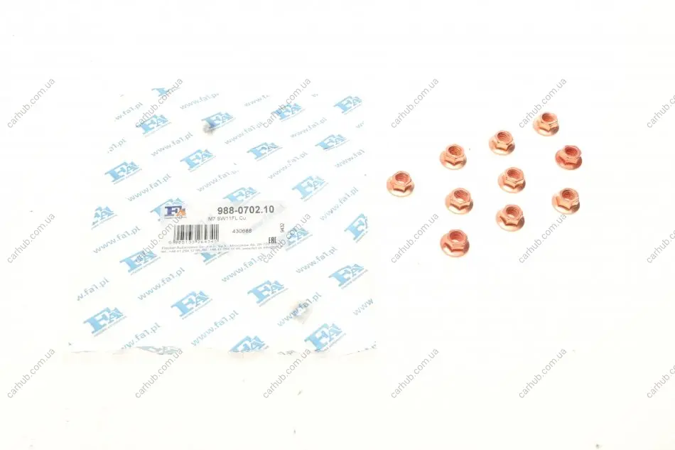 Гайка (M7x1.0) c буртиком самоконтрольна (к-кт 10шт) (SW11) FA1 Fischer Automotive One (FA1) 988-0702.10 (фото 1)