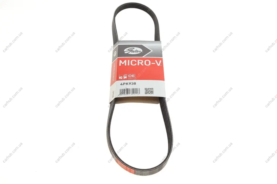 Ремінь генератора Fiat Fiorino 1.4/1.6i 93-01/Mitsubishi Galant 1.8/2.0 87-03/Toyota Hilux 2.4 97-05 GATES Gates 4PK938 (фото 1)