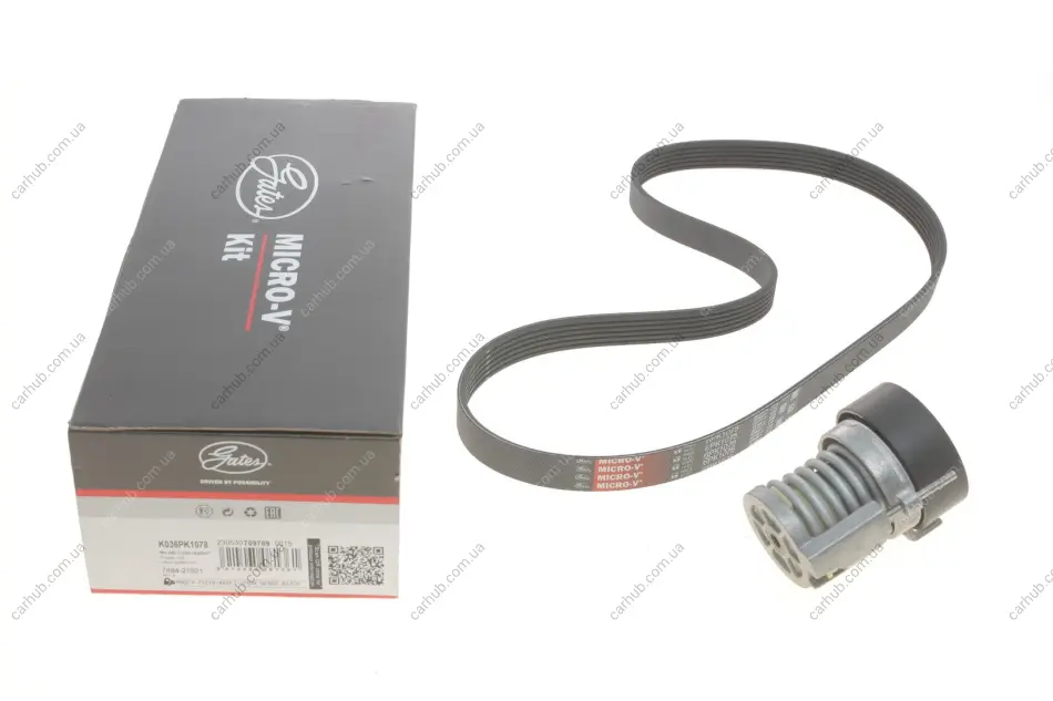 Комплект ременя генератора Audi A2/Seat Ibiza/Skoda Fabia/VW Golf/Polo 1.4/1.6/1.6FSI 97-15 (6PK1078) Gates K036PK1078 (фото 1)