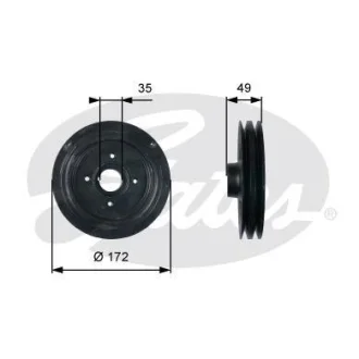 Шків колінвалу Mitsubishi Pajero/L200 2.5D/2.5TD 96-07 Gates TVD1123