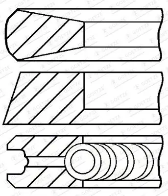 Поршневі кільця (106,5 STD 3,15-8-231) JOHN DEERE 540G III, 548G III, 5083E, 5085M, 5093E, 5095M 4WD, 5101E, 5105M, 5410, 5500, 5510, 5603, 5620, 5625, 624H LL, 653E, 7405, 7410, 7610 GOETZE 08-181100-00 (фото 1)