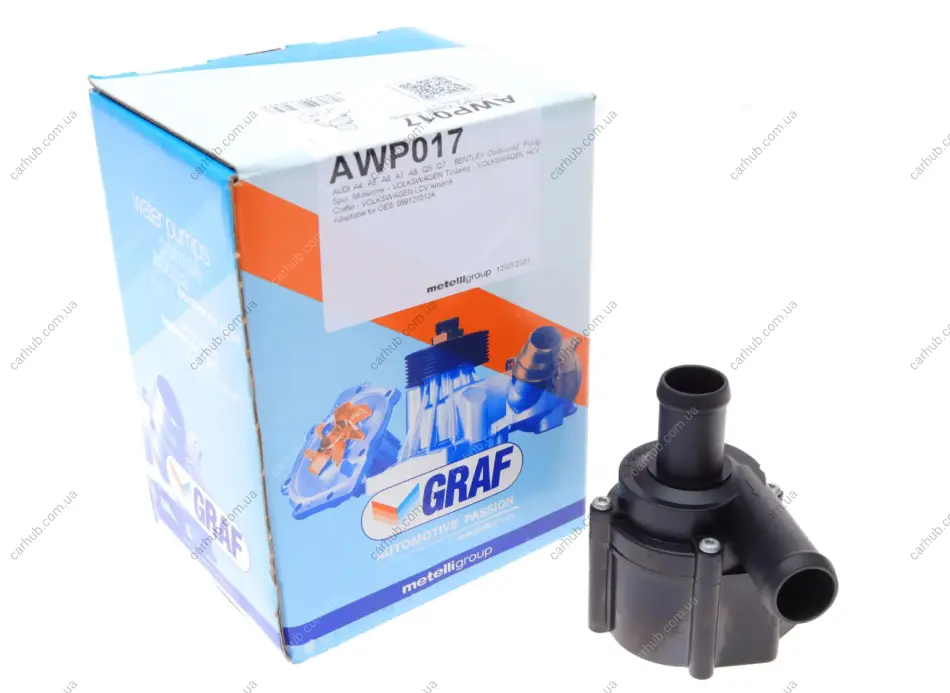 Насос системи охолодження (додатковий) Audi A4-A8/Q5/Q7 06-/VW Crafter/Touareg/Amarok 11-16 GRAF AWP017 (фото 1)