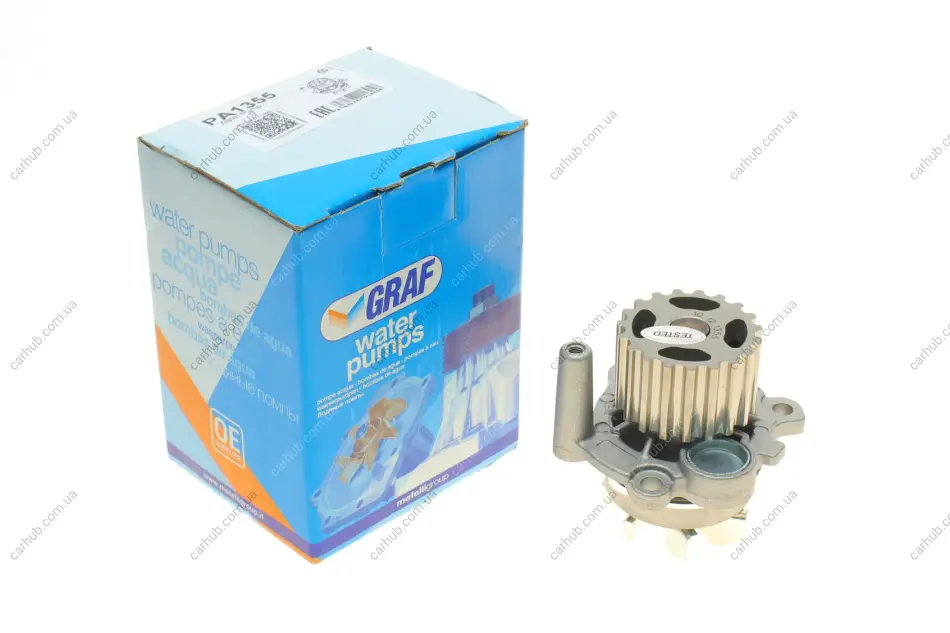 Помпа води Audi A3-A6/Seat/Skoda/VW Golf/Passat 1.9-2.0TDI (19z)(R/B)(7 лоп)(h шківа=34mm/d ім=64mm) GRAF PA1355 (фото 1)
