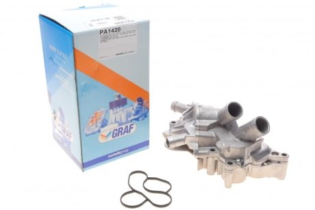 Насос воды Audi/Seat/Skoda/VW 1.2-1.4TSI/TFSI 12-13 (28z) (B/B)(6 лоп) (с корпусом и 2 термостатами)) GRAF PA1420
