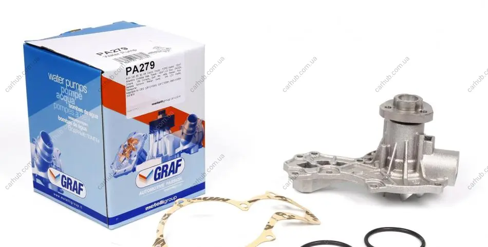 Помпа води Audi/Seat/VW 1.3/1.4/1.6/D/TD/1.7/D/1.8/GT/GTE/1.9/D/TD/TDI/SDI/2.0/E 75-04 (B/B)(6 лоп) GRAF PA279 (фото 1)