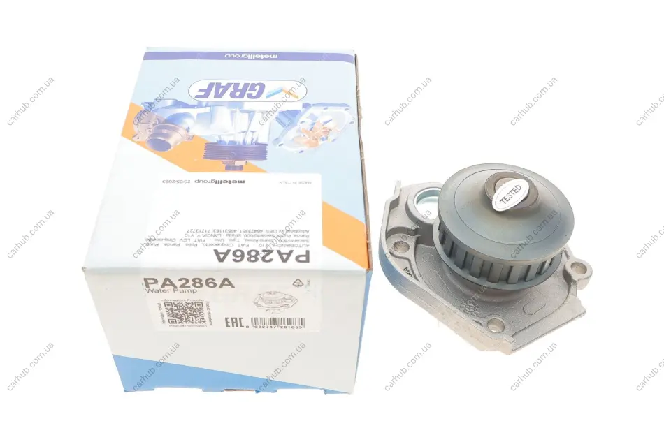 Помпа води Fiat Palio 1.2 96-/Panda 0.8-1.1 86-04/Punto 1.1-1.2 93-00/Tipo 1.1 86-93 (20z)(B/B)(8л) GRAF PA286A (фото 1)