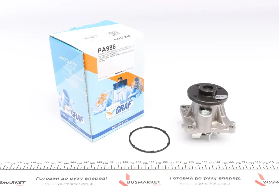 Помпа води Mitsubishi Colt 1.1/1.3/1.5 04-12/Lancer VIII 1.5-1.6 08-/Citroen C4 1.6 12- (R/B)(6 лоп) GRAF PA986 (фото 1)