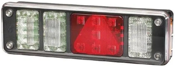 Ліхтар задній лів (LED/P21W, 24В, з індикатором, зі світлом протитуманних фар, світло заднього ходу, із стоп-сигналом, паркувальні вогні, аварійний трикутник, бокові зазори) HELLA 2VP340961011 (фото 1)