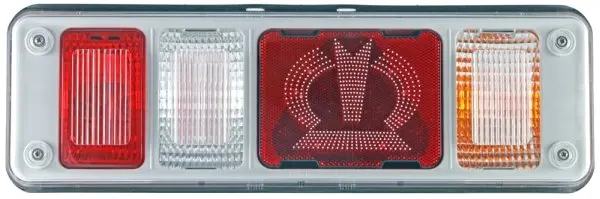 Ліхтар задній прав (LED/P21W, 24В, з індикатором, світло протитуманних фар, світло заднього ходу, із стоп-сигналом, паркувальні вогні, аварійний трикутник) KRONE HELLA 2VP340 961-521 (фото 1)