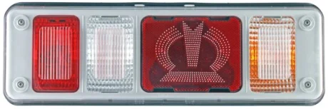 Ліхтар задній прав (LED/P21W, 24В, з індикатором, світло протитуманних фар, світло заднього ходу, із стоп-сигналом, паркувальні вогні, аварійний трикутник) KRONE HELLA 2VP340 961-521