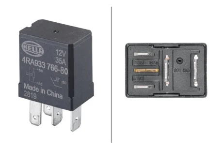 Реле (12V, 35A) MERCEDES A (W168), A (W176), B SPORTS TOURER (W246, W242), C (C204), C (CL203), C T-MODEL (S202), C T-MODEL (S203), C T-MODEL (S204), C (W202), C (W203), C (W204), CLC (CL203) 03.89- HELLA 4RA933 766-801