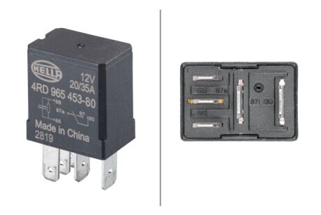 Реле (12V, 20A) MERCEDES A (W168), C (CL203), C T-MODEL (S203), C (W203), CLC (CL203), CLS (C218), E T-MODEL (S211), E (VF211), E (W211), G (W461), G (W463), GL (X164), M (W163), M (W164) 09.91- HELLA 4RD965453801
