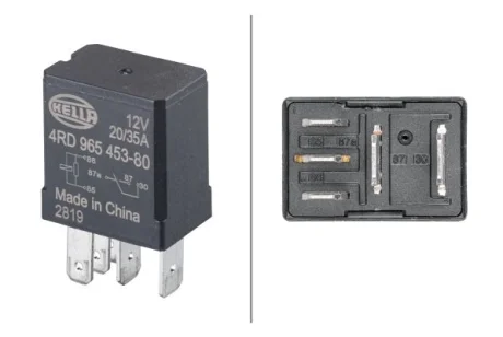 Реле (12V, 20A) MERCEDES A (W168), C (CL203), C T-MODEL (S203), C (W203), CLC (CL203), CLS (C218), E T-MODEL (S211), E (VF211), E (W211), G (W461), G (W463), GL (X164), M (W163), M (W164) 09.91- HELLA 4RD965 453-801