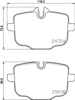 Колодки гальмівні дискові комплект задні HELLA 8DB355024921