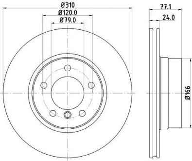 Тормозной диск перед. E60/E61 03-10 Pro HELLA 8DD355109-901