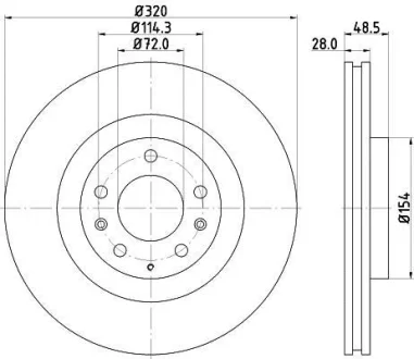 Диск гальмівний з покриттям PRO передній HELLA 8DD355118201